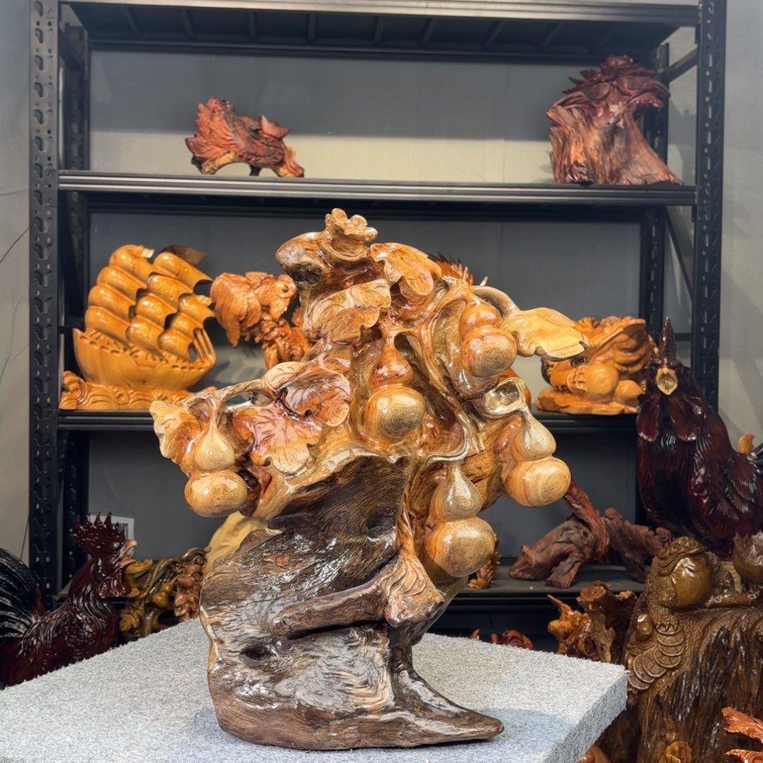 杜***安木香樟木葫芦桌面摆件