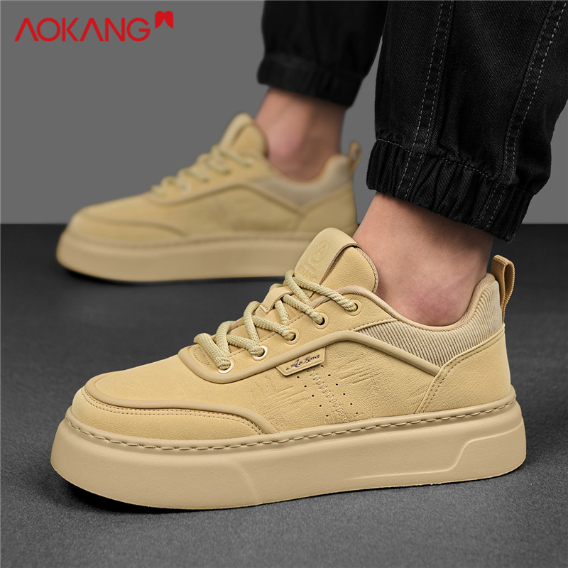 奥康2025冬季新品男士百搭潮鞋厚底增高防水休闲板鞋