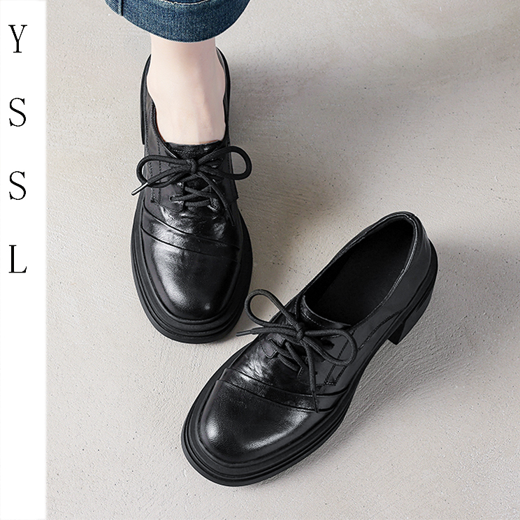 【原始森林】抗震静音真皮乐福鞋厚底增高百搭乐福鞋复古高档乐福鞋