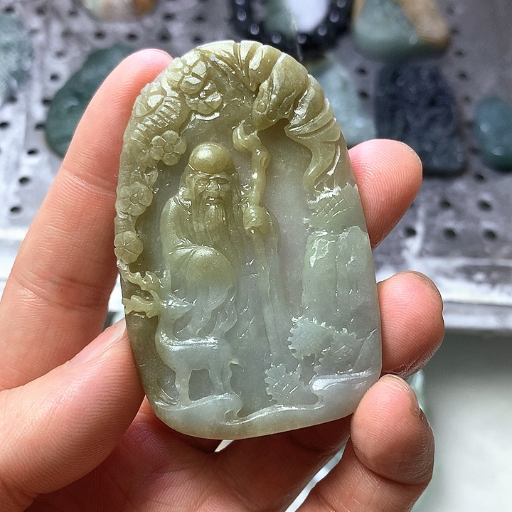 未镶嵌定制翡翠柒*后缅甸翡翠黄翡寿星公