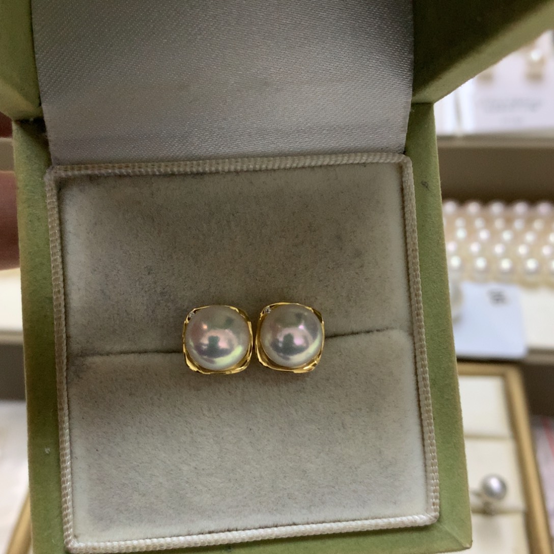 耳饰海水珍珠银S925镶嵌8-8.5akoya耳钉