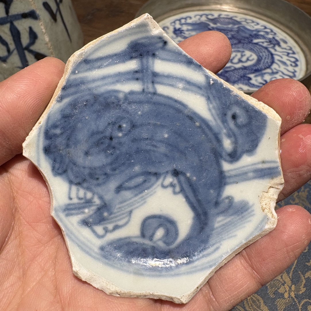 M青花狮子瓷片标本学习收藏顺丰包邮全手工制作