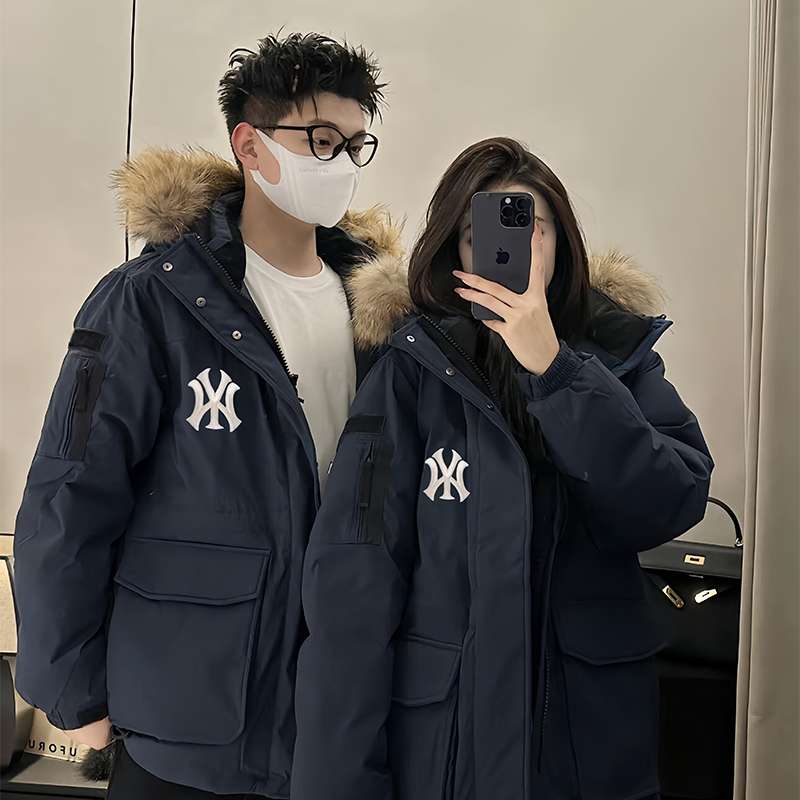 官方品牌男装NY天花板男女羽绒棉服工装连帽加厚大毛领派克服外套