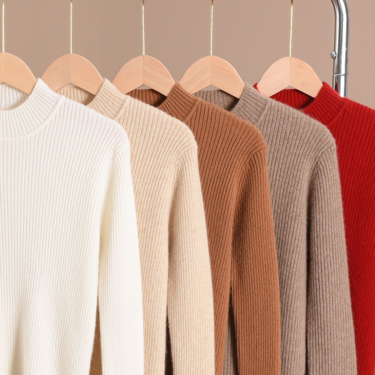 100%纯山羊绒抽条毛衣修身打底衫时尚内搭