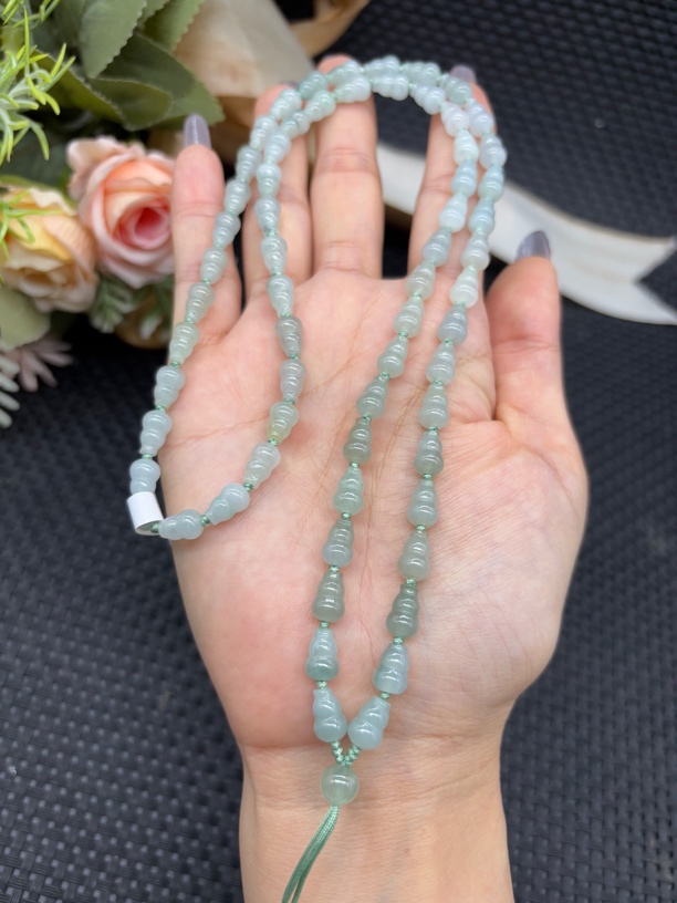 福利款天然缅甸a货翡翠冰晴水葫芦5.8mm玉石挂件绳毛衣链长链百搭