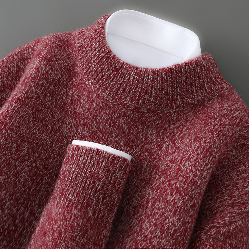 2025秋冬新款100%澳洲羊毛男半高领七针加厚花点时尚百搭休闲高端