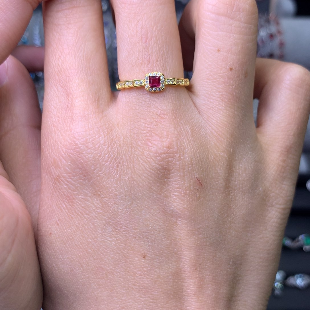 红宝石戒指银S925镶嵌