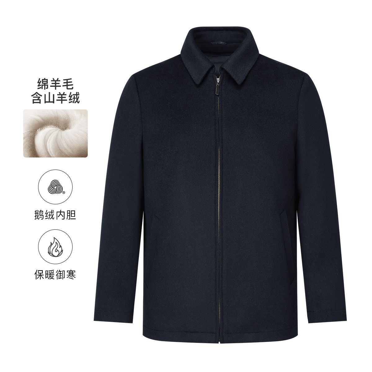 【含山羊绒】卡尔丹顿可拆卸鹅绒内胆羽绒服夹克男外套LFRW25804FA