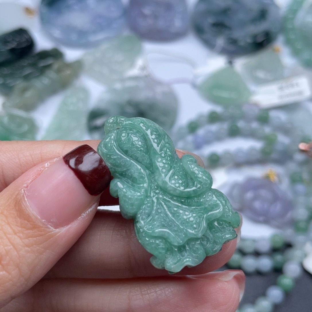 翡翠颈饰未镶嵌纯天然a货缅甸翡翠包邮