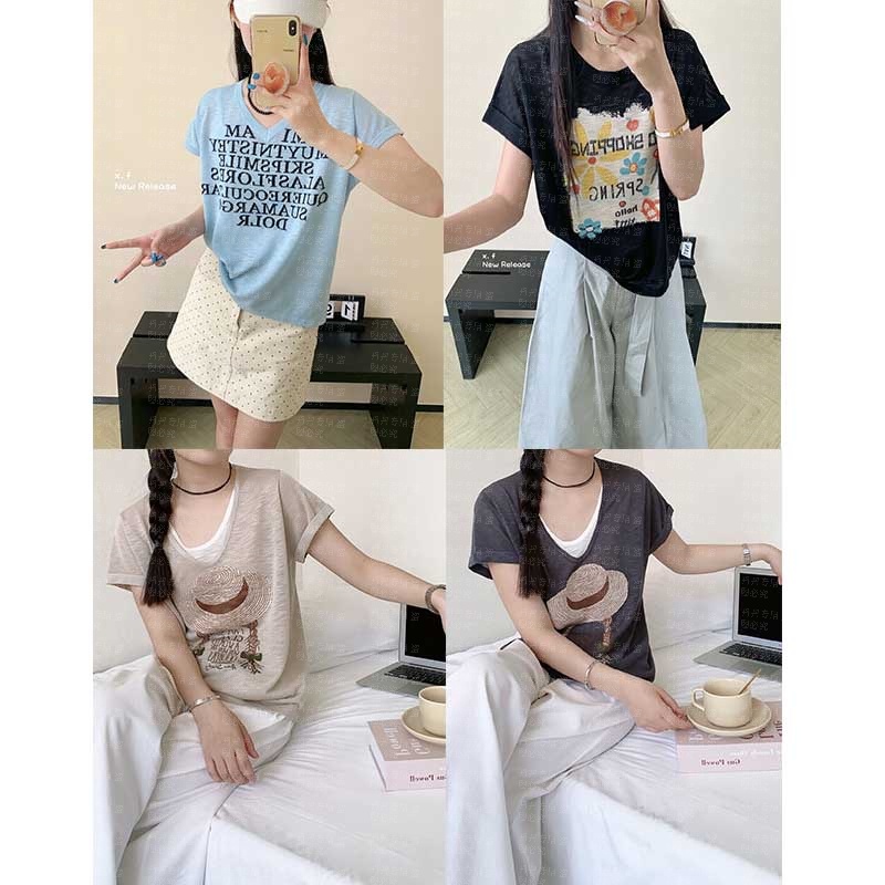 唐之禾薄款夏季潮牌女装t恤短袖白色ins设计感韩版亚麻针织衫上衣