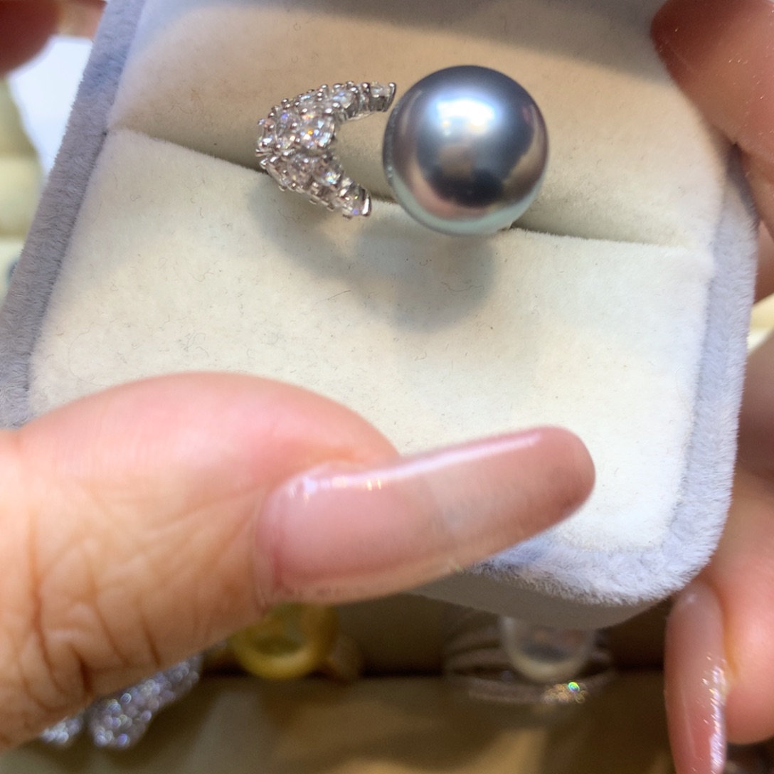 银S925镶嵌戒指海水珍珠