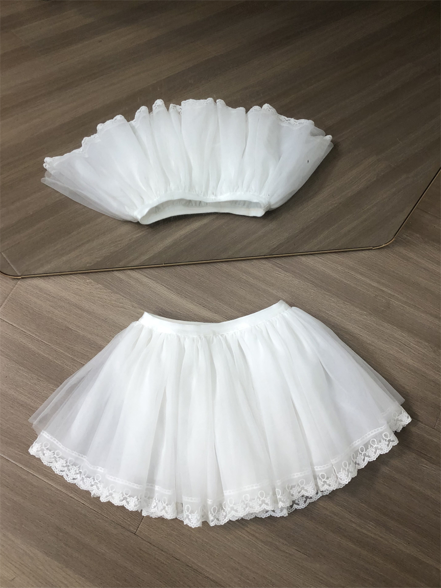 越韩小鱼 带安全裤裙撑四层日常无骨软纱暴力网纱洛丽塔云朵撑