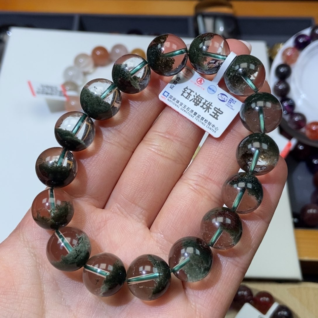 绿幽灵手串未镶嵌水晶小****哈13mm