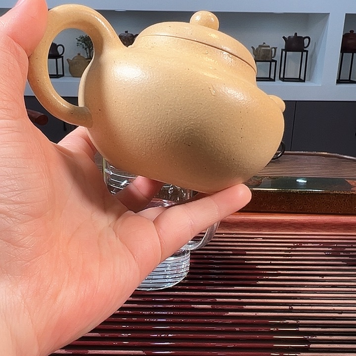 紫砂茶壶柿圆本绿