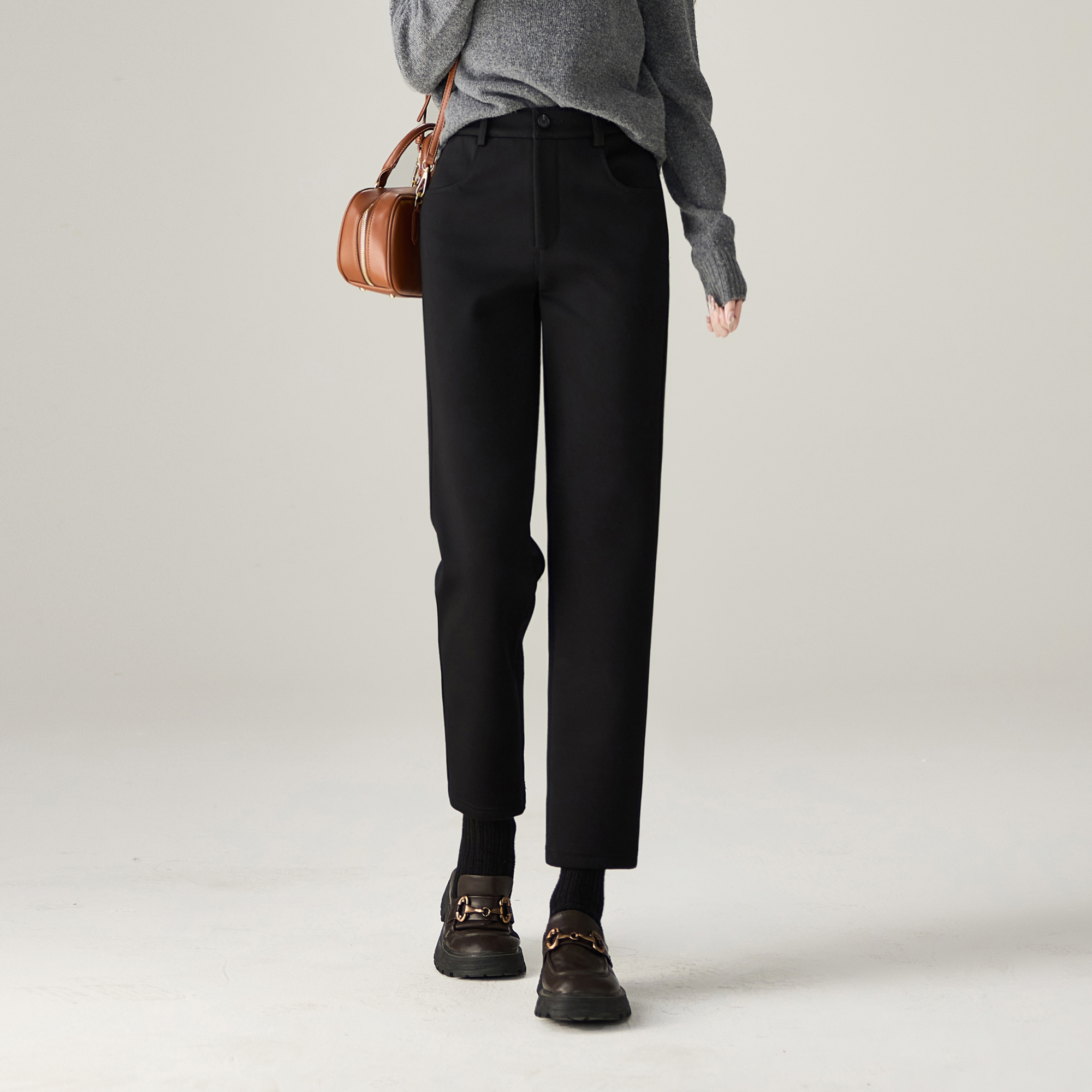 索菲丝尔加绒加厚显瘦修身2025冬季百搭休闲时尚小脚烟管裤541635