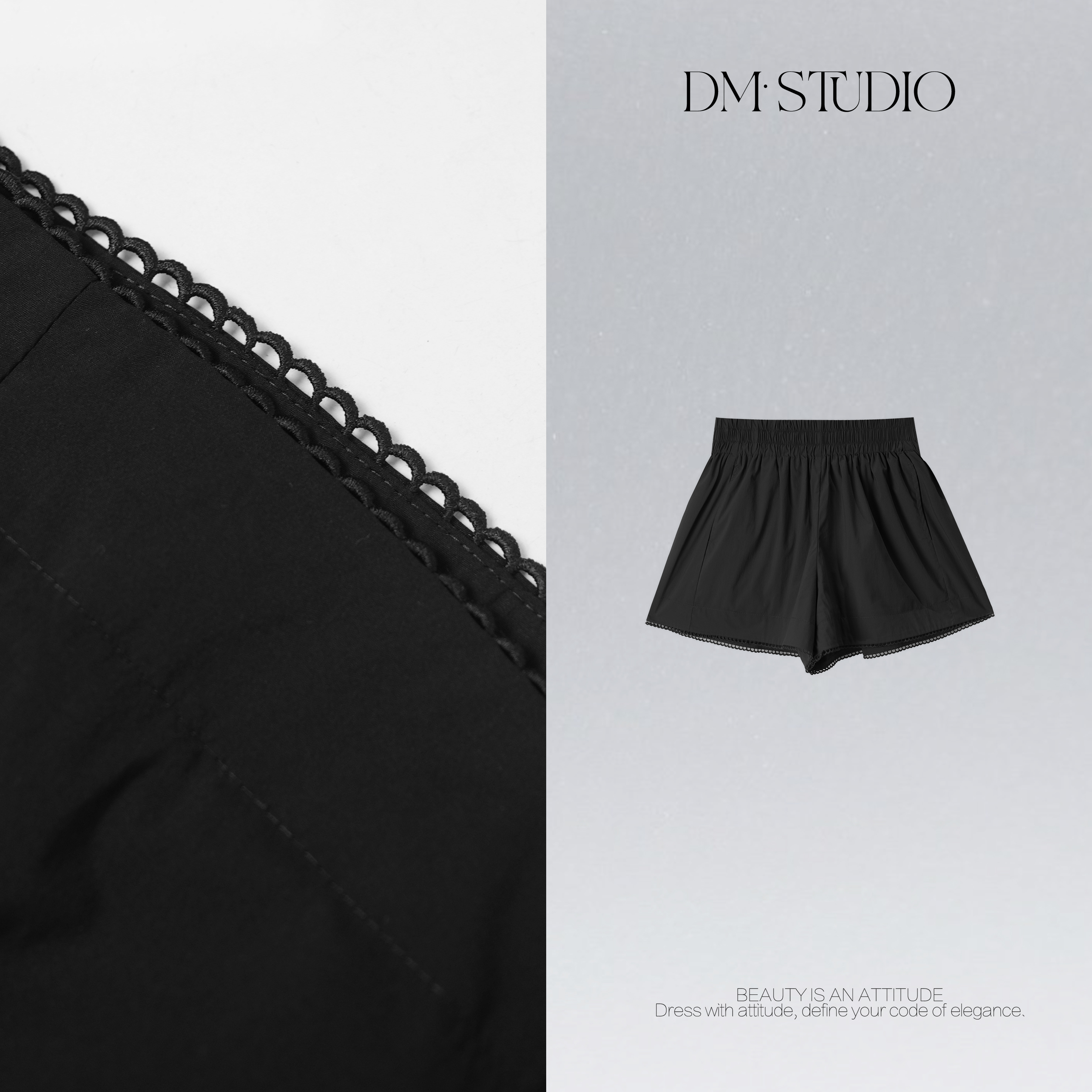 DEDM•STUDIO/夏季透气纯色极简风百搭显瘦松紧腰短裤2506DK/9080