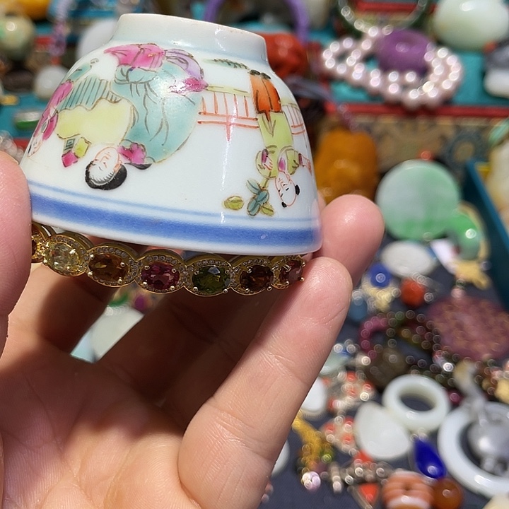 奶***糖青花手绘小主人杯子