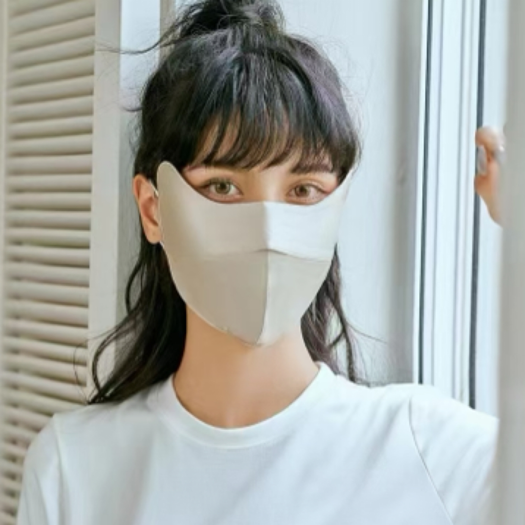 we-image春夏新款时尚简约透气防紫外线真丝桑蚕丝面罩亲肤护眼角