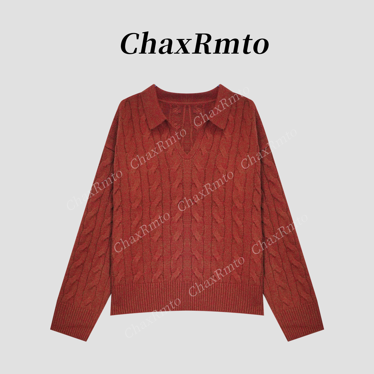 ChaxRmto斯斯25秋冬经典百搭V领设计针织套头毛衣TX1110