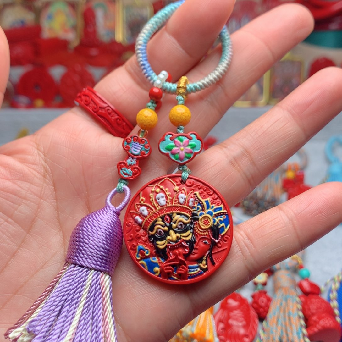 天然辰砂工艺品朱砂钥匙扣包包挂