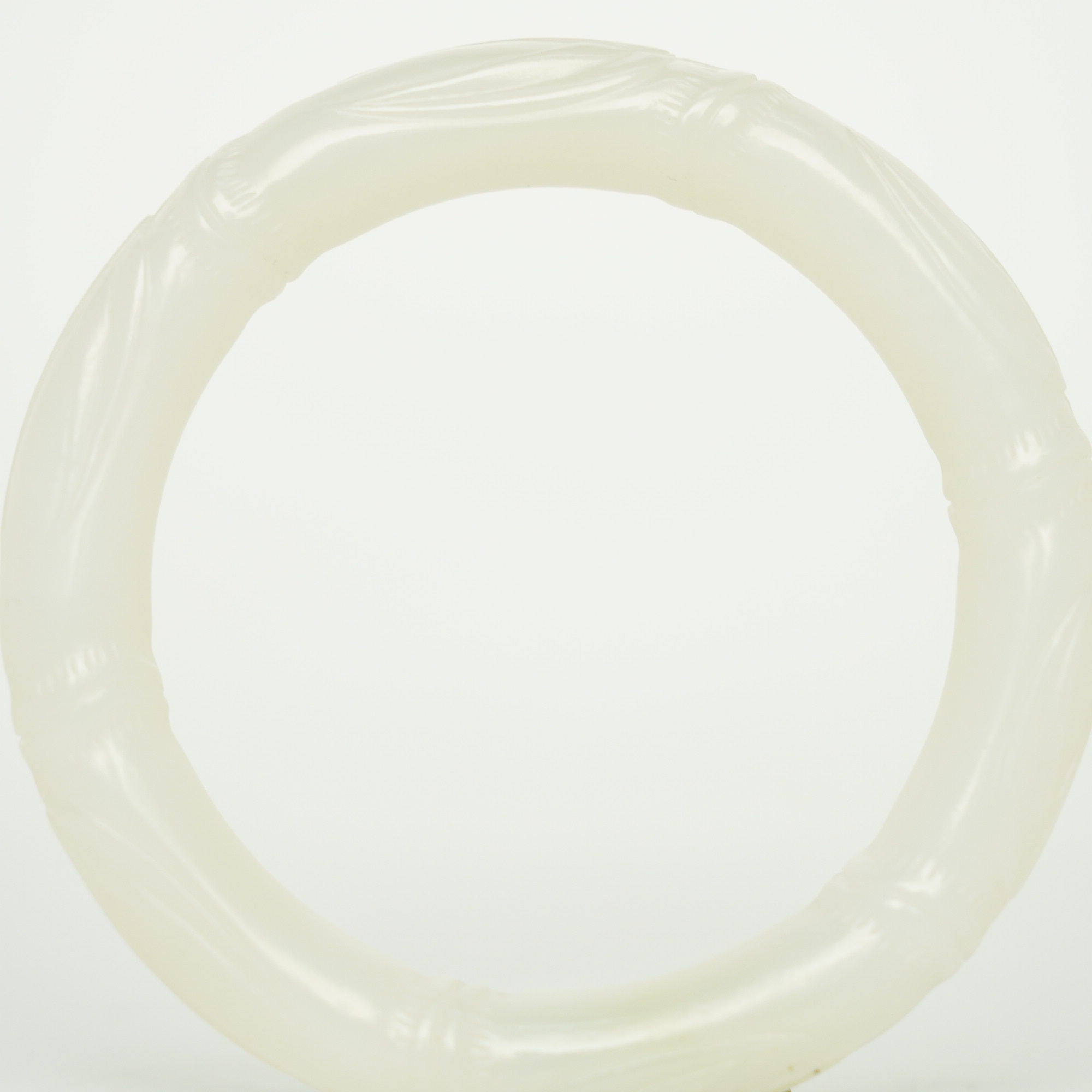 【清】白王竹报平安手镯（外直径8cm）