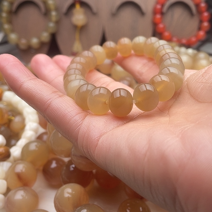 小***曼珐琅非金属13白水手串