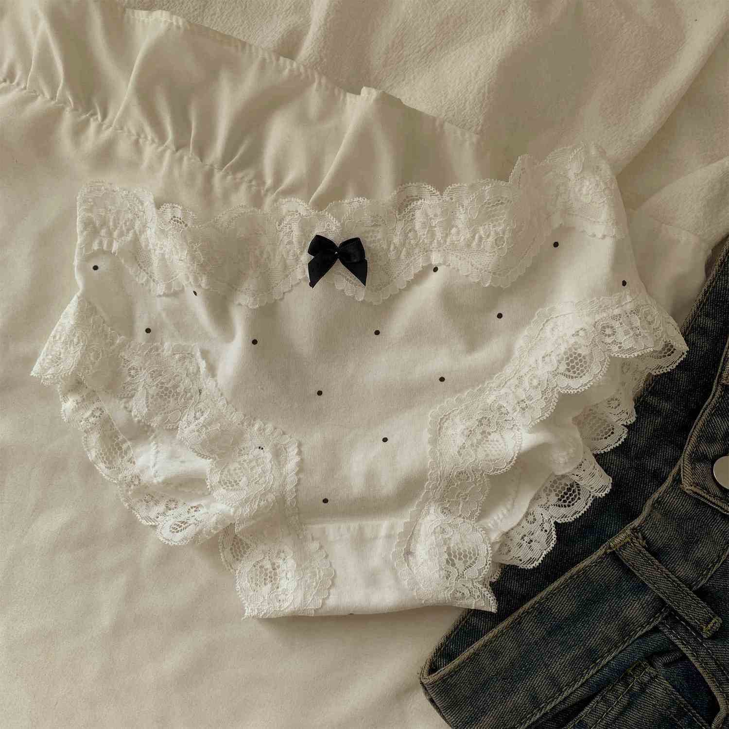 周周专属链接/中腰波点休闲风碎花女三角内裤夏季内衣内搭荷叶边