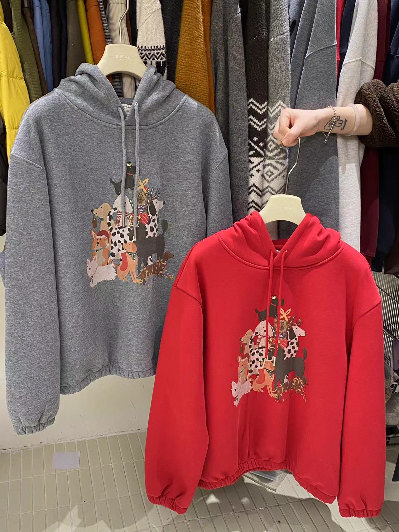 Bubble-051-韩系宽松小狗连帽卫衣