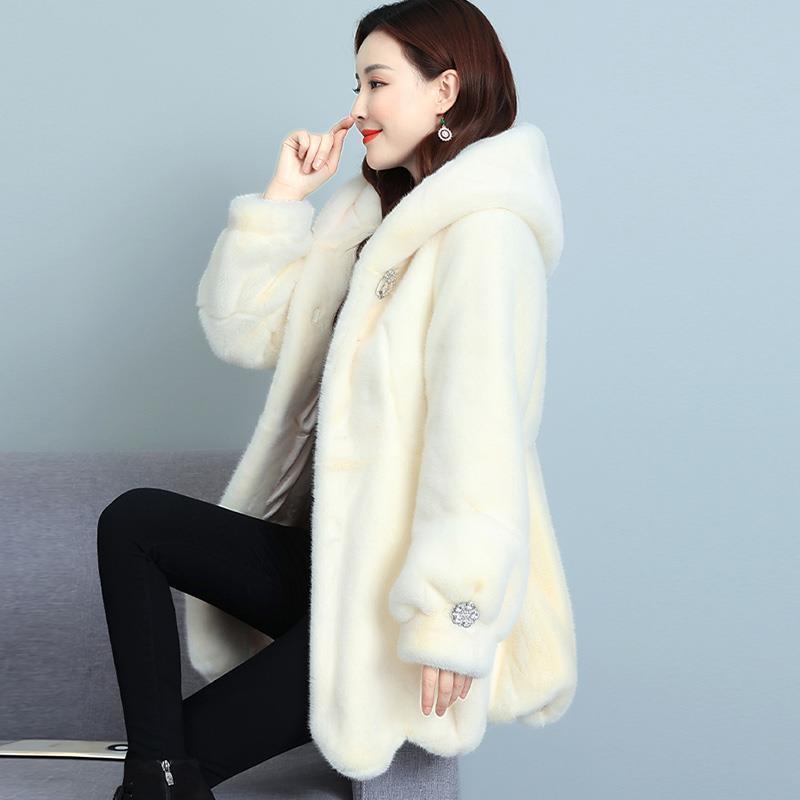 仿皮草仿貂皮大衣女宽松大码皮毛一体加厚女士仿水貂毛外套