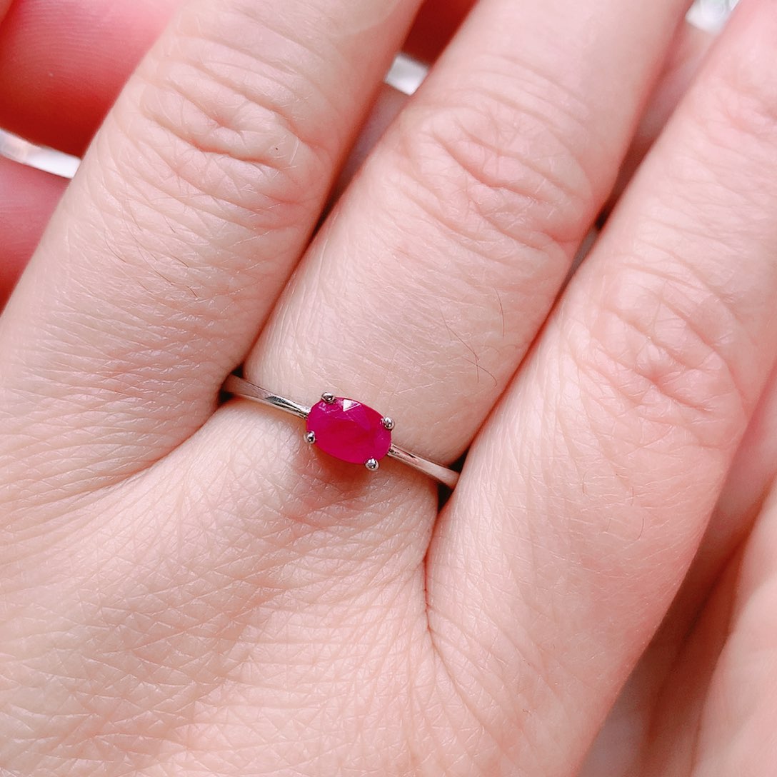 红宝石戒指银S925镶嵌