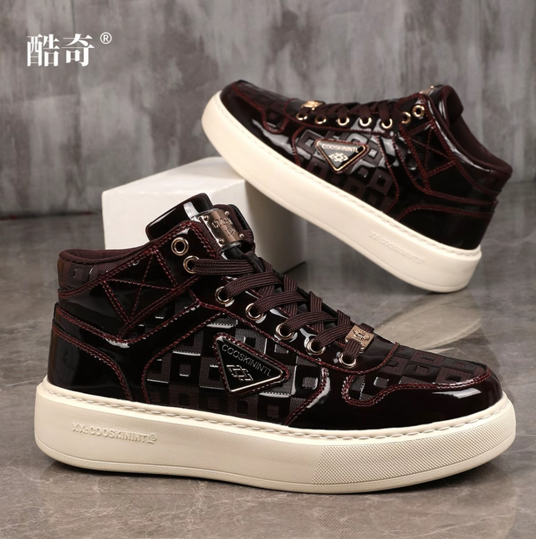 GUCL男鞋官方正品2025早秋新款高帮轻奢时尚男士休闲板鞋KQ6739