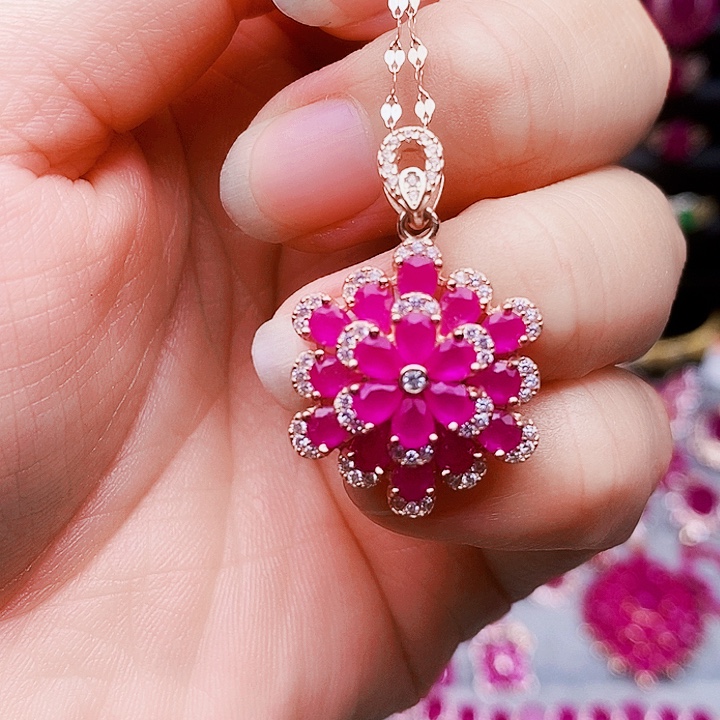 银S925镶嵌颈饰红宝石