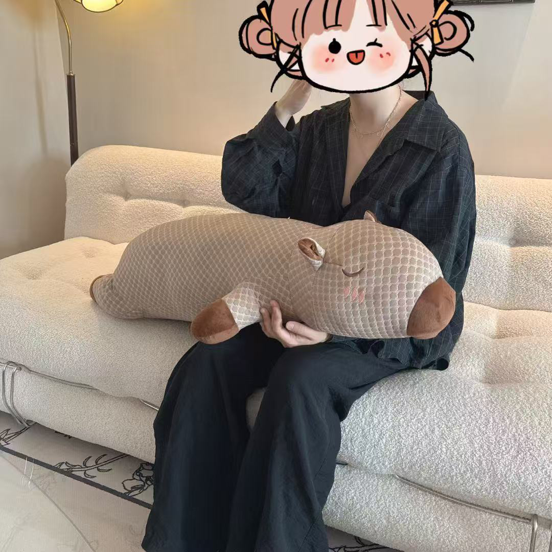 凉感冰豆豆抱枕腰靠玩偶公仔～卡皮巴拉（有洞）