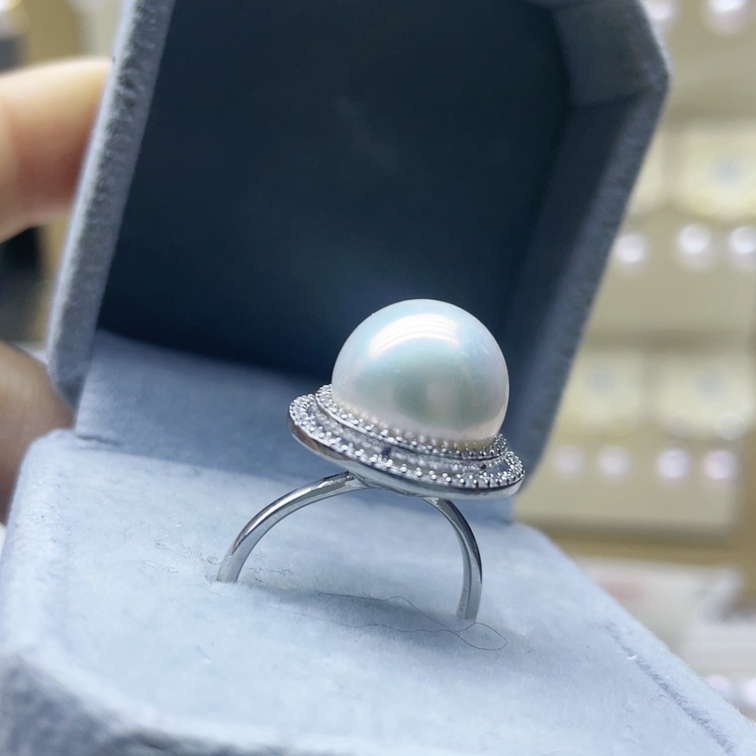 淡水珍珠戒指银S925镶嵌
