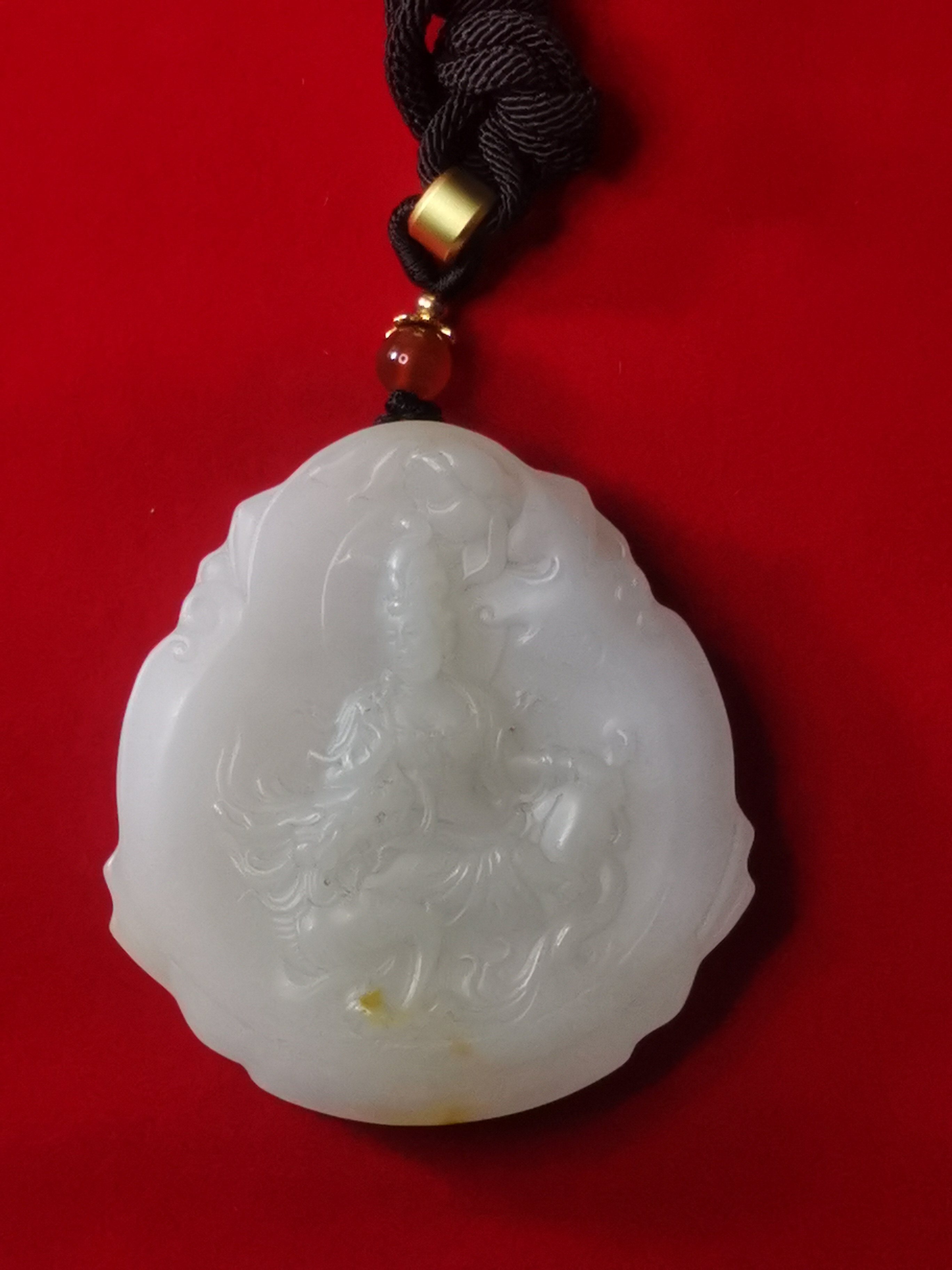 和田玉白玉山料雕刻观音吊坠