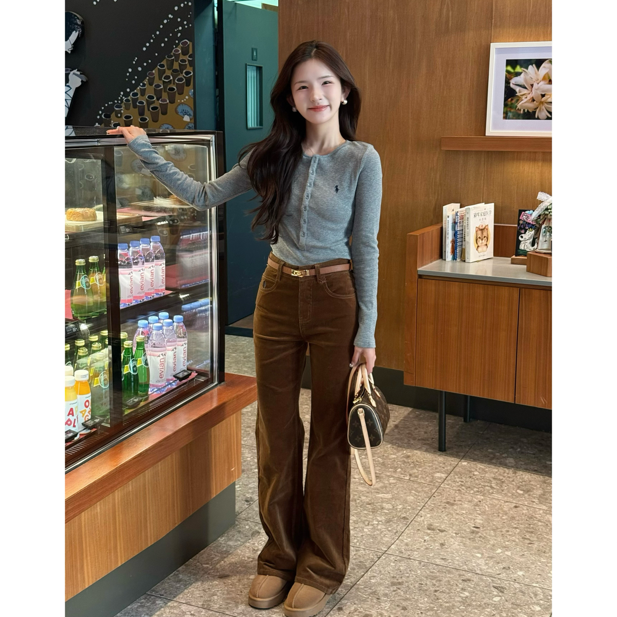 DDY～老钱风/马刺绣微喇弹力休闲灯芯绒休闲裤长裤