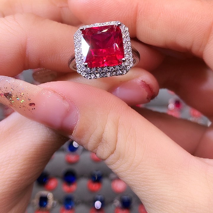 红宝石戒指银S925镶嵌