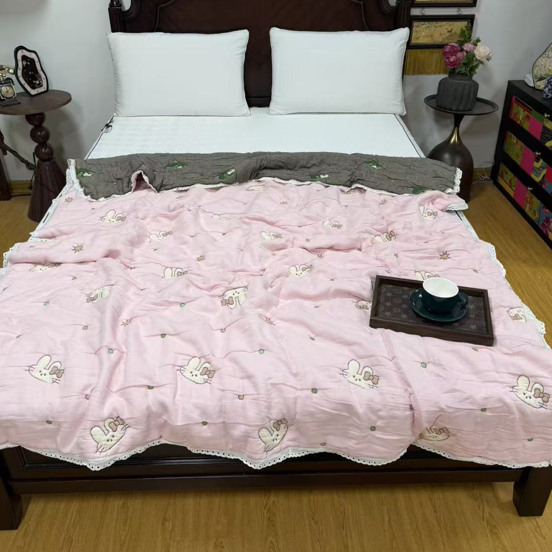 毛病大处理品！十层纱泡芙被单人150*200～会起小毛球会缩水V606