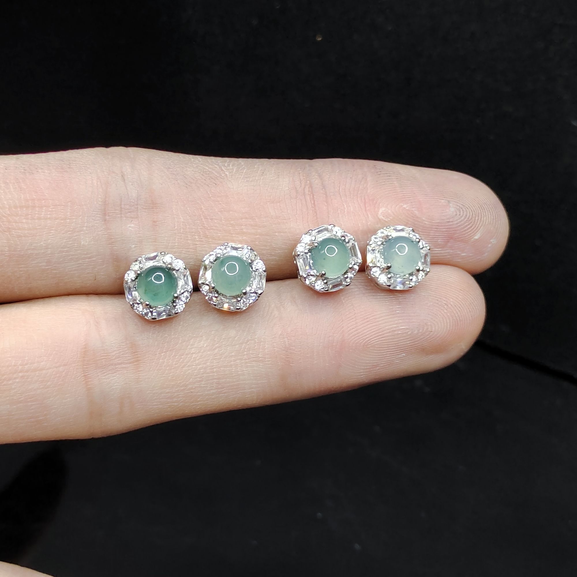 【老三珠宝】翡翠蛋面耳钉TT【多样性发其一】约4mm 