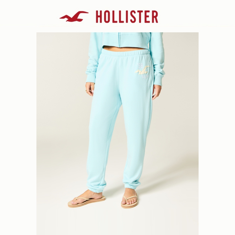 Hollister小海鸥图案26春新款毛圈布束脚运动卫裤女装347-6919