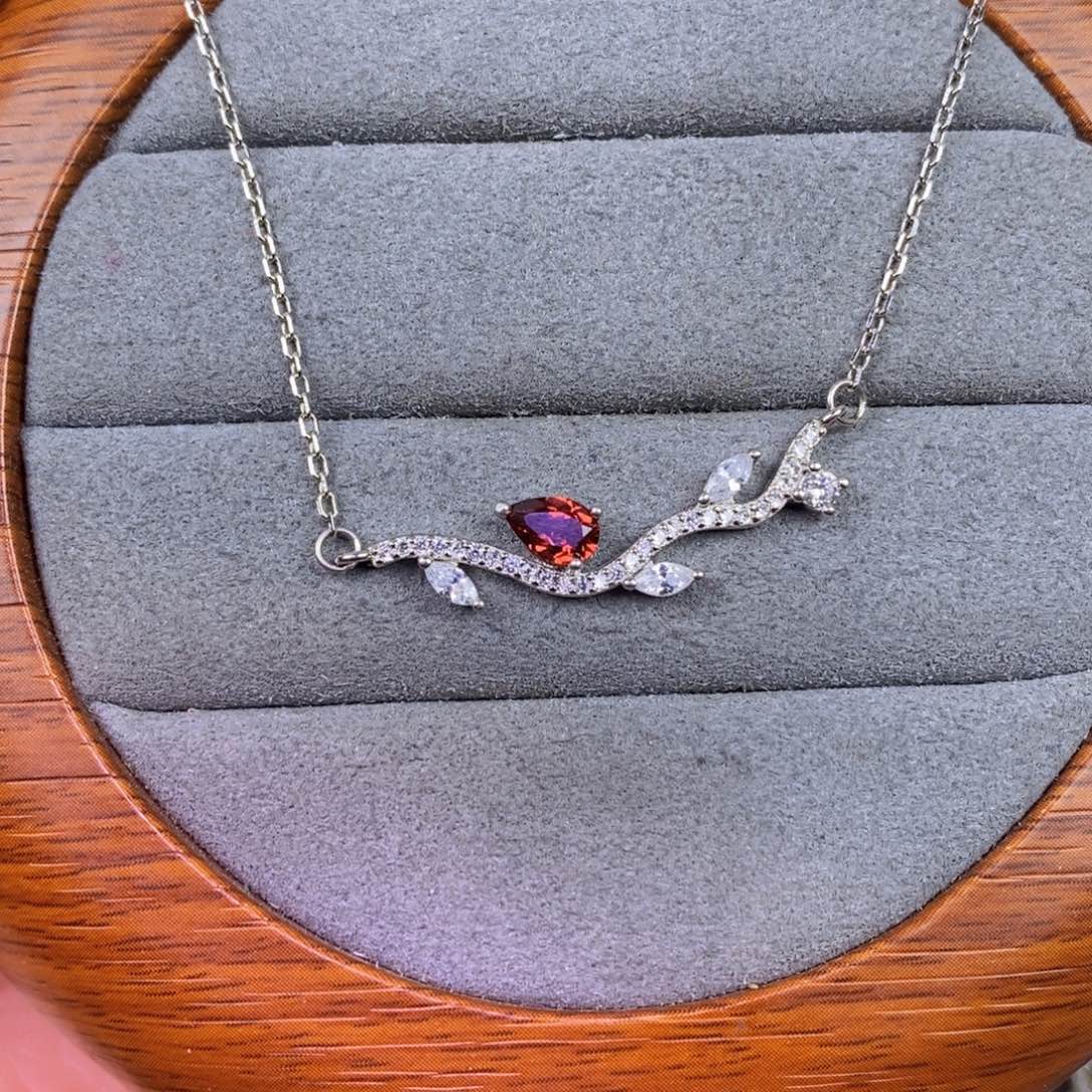 石榴石套链银S925镶嵌