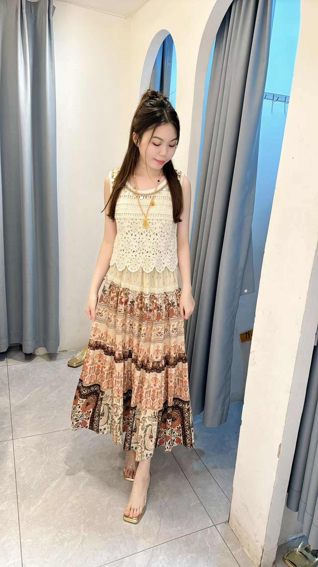 丹妮丝夏季新款减龄时尚套装减龄洋气两件套套裙