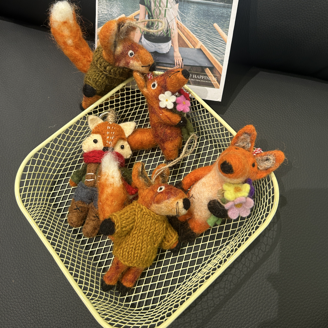 尼泊尔羊毛毡挂件（狐狸系列）包包挂件毛绒毛毡挂饰毛线玩偶挂件