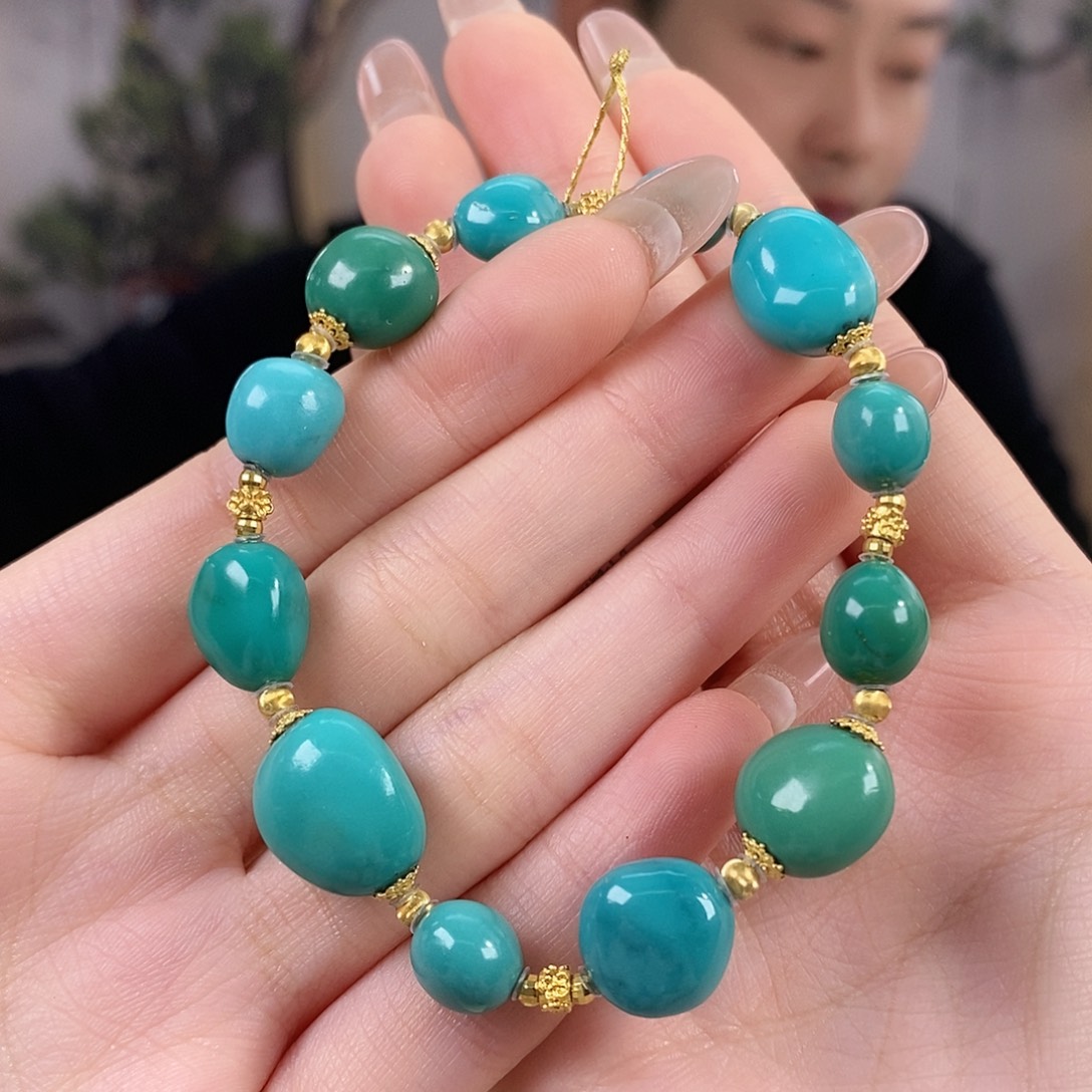 绿松石18K金镶嵌珠宝奇石