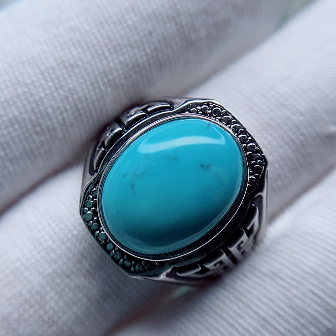 绿松石戒指银S925镶嵌