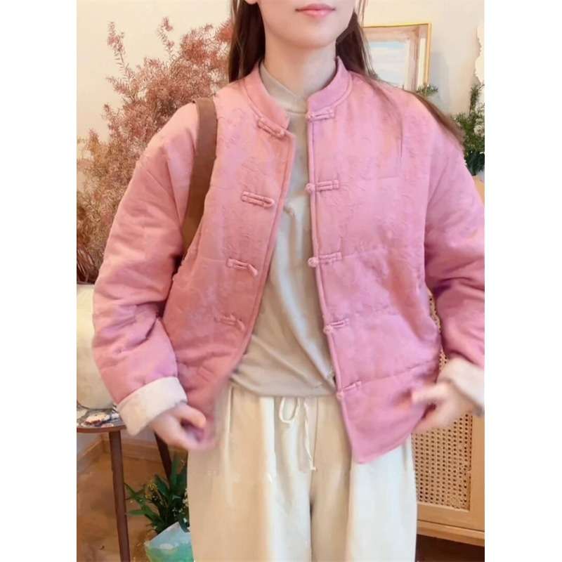 复古新中式提花立领棉衣外套女2025冬季新款加厚夹棉百搭棉服上衣