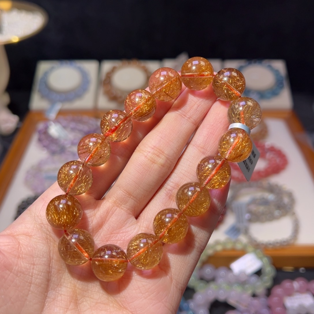 水晶手串未镶嵌13m殿堂级铜发晶