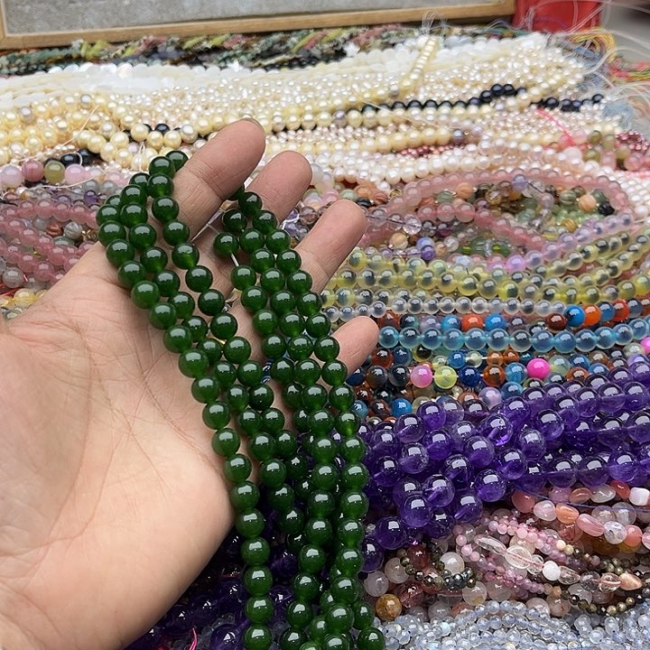 玛瑙/玉髓珠宝半成品未镶嵌一条8mm碧玉