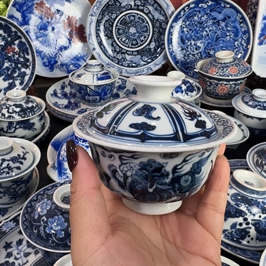 景德镇陶瓷手绘盖碗