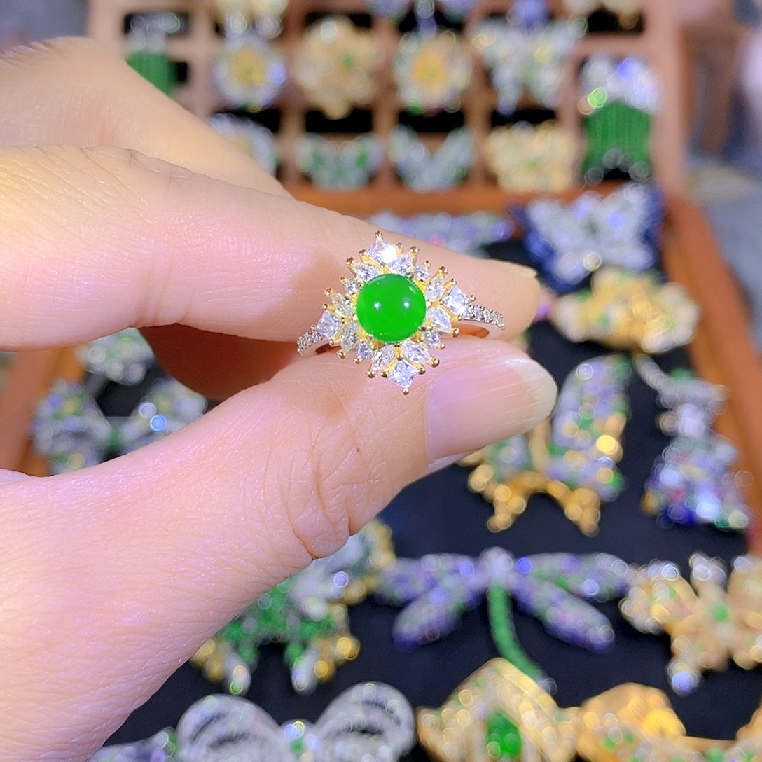 吊坠(不含链)银S925镶嵌翡翠